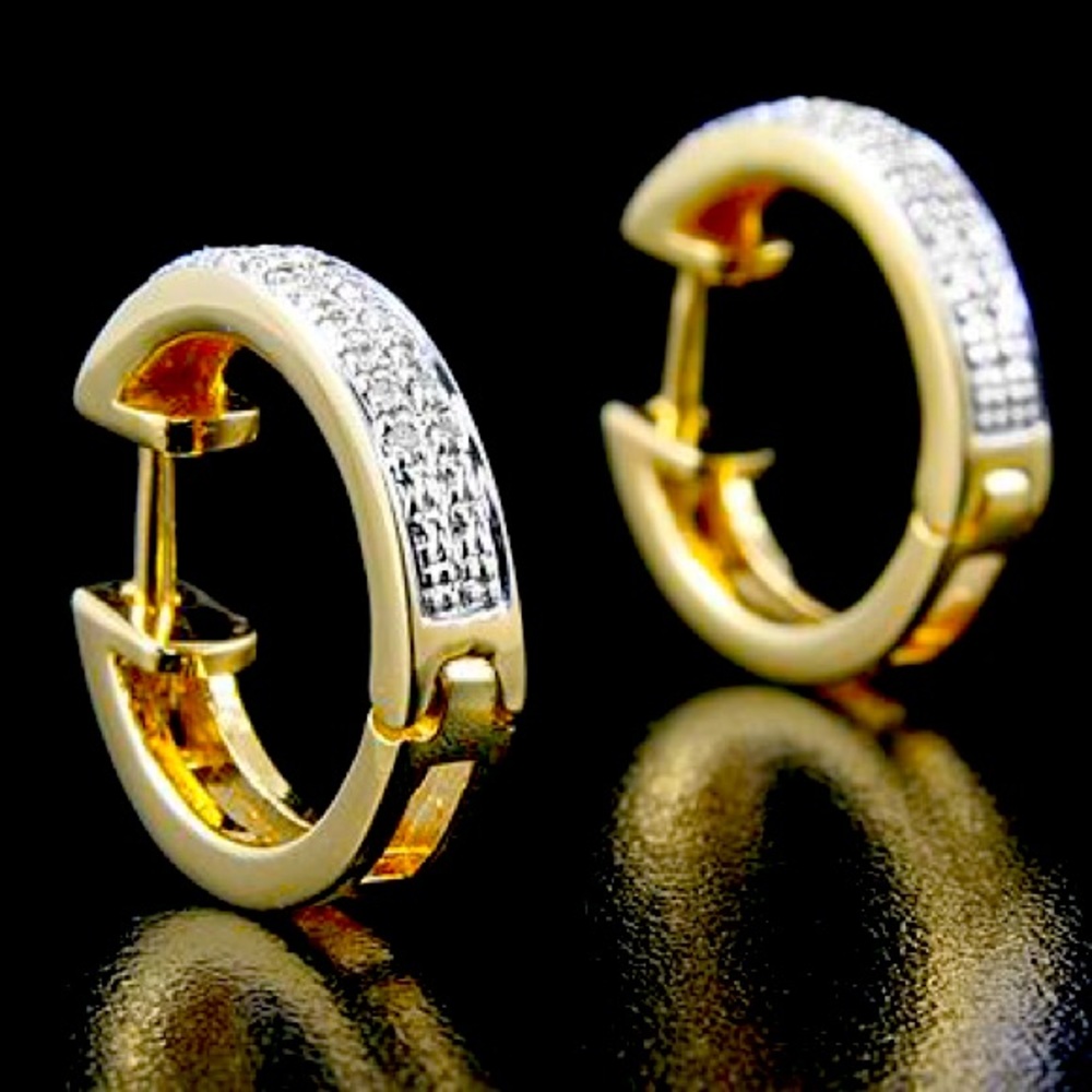 Designer 14K Yellow Gold Earrings with Diamonds